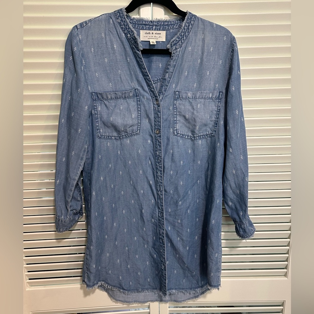 Cloth & Stone for Anthropologie Frayed Edge Denim Dress or Tunic